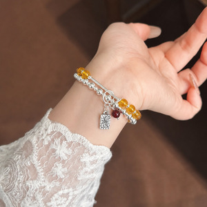สร้อยข้อมือซิทริน S925 เงินสเตอร์ลิง สองชั้น เสริมโชคลาภ สำหรับผู้หญิง สวมใส่ได้ทุกวัน เครื่องประดับสไตล์จีนสมัยใหม่ - Product Image 5