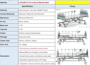 2025 Hecai Factory <span class=keywords><strong>Prix</strong></span> du <span class=keywords><strong>lit</strong></span> d'hôpital électrique pliable à 3 fonctions avec roues - Product Image 5
