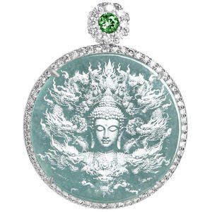 Pendentif en jade naturel de type jadeite chinois Dragon Loong Avalokiteshvara UNISEXE, jade de type eau bleue D711-D710-D712 - Product Image 5