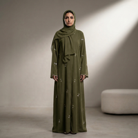 Nouvelle Abaya Élégante en Polyester pour l'été 2026, Cardigan Modeste Ouvert pour Femme Musulmane, Broderie Florale Luxe Nida