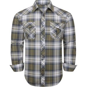 เสื้อเชิ้ตผู้ชายลายสก็อตแขนยาวสไตล์ลำลองแบบตะวันตก - Product Image 1