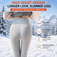 Leggings en polaire gris clair pour femmes, doublure sherpa violette, taille haute, épais, chauds, extensibles, pour l'hiver, vente en gros