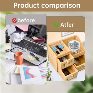 Nouveauté 2026 : <span class=keywords><strong>Meuble</strong></span> de rangement compact en bambou pour comptoir de cuisine, avec 3 tiroirs, pour couverts, épices et outils - Product Image 5