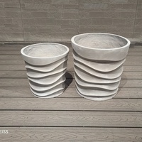 Nouveau pot de fleurs circulaire de 15 L en fibres-ciment, style moderne, électrique, écologique, sculpté à la main, imperméable et durable, pour jardin