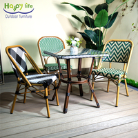 Happy Life Furniture's Apilable Bistro Silla de ratán Jardín francés para diseño de jardín para uso interior al aire libre Dormitorio Parque escolar