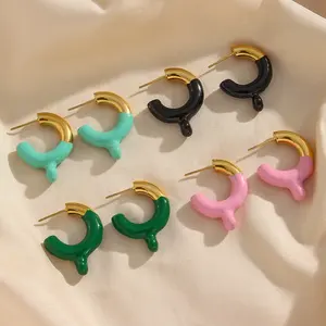 2024 Jewelry Lovely Summer Ice Cream Drop Enamel Hoop Earring Cute Earings For Girls Couple Gift Valentine's Day