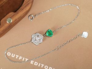 Xinfly Diamond 18k Real Gold Vivid Green 0.5ct Emerald Earl <b>Flower</b> Heart <b>Bracelets</b> Fashion Jewelry - Product Image 5