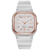 Montre à mouvement à quartz écologique et tendance avec bracelet en caoutchouc pour hommes, femmes, couples, étudiants ; Luxe léger, élégante, design de niche