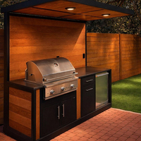 Meuble de cuisine extérieur en aluminium pour îlot barbecue, modulaire, ODM, fournisseur en gros sous marque privée pour hôtels