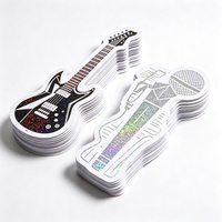 Haoxuan Punk Rock Aufkleber Holographische PVC-Gitarren-Mikrofon-Blitz-Totenkopf-Grafiken Glitzerfolie Matte Gestanzte Abziehbilder