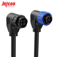 Conector Circular Industrial M16 de 4 Núcleos, Autoblocante, 10A 125V IP67, Enchufe Impermeable en Ángulo Recto