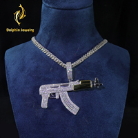 Colgante de Moissanita Estilo AK47 Iced Out, Personalizado en Plata de Ley 925 con Baño de Oro de Dos Tonos, Joyería Hip Hop para Raperos, Unisex