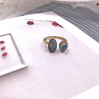 Bague Couronne de Luxe Ajustable en Argent Sterling 925 Massif Plaqué Or 18K avec Opale Australienne, Style Vintage, pour Femme
