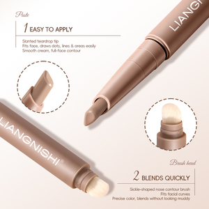 Stick de contouring double embout avec pinceau, maquillage longue tenue, waterproof, stick crème sculptant et bronzant, marque privée - Product Image 3