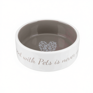 Bol pour animaux de compagnie en céramique avec motif en forme de cœur, 0,3 L, 12 cm, couleur crème taupe - Product Image 2