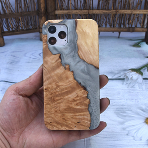 Étui de téléphone portable en bois de luxe personnalisé OEM pour 11/12/13 Pro, design en agate, bois de bambou, étanche, holographique - Product Image 3