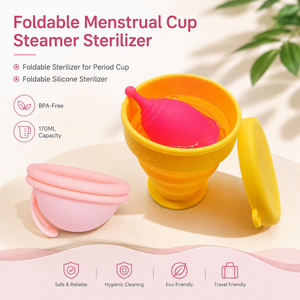 Contenedor Esterilizador Plegable de Silicona Ecológico para <span class=keywords><strong>Copa</strong></span> <span class=keywords><strong>Menstrual</strong></span>, Libre de BPA, Capacidad de 170 ml, <span class=keywords><strong>Copa</strong></span> Esterilizadora de Silicona Plegable - Product Image 1