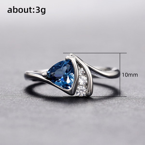 Anello di fidanzamento da donna F1798 in argento con diamante naturale taglio a pera e pietra blu per gioielli da matrimonio - Product Image 5