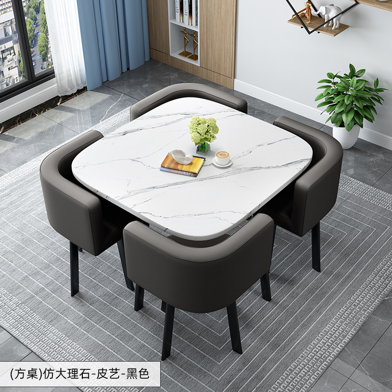 White table and Black chairs