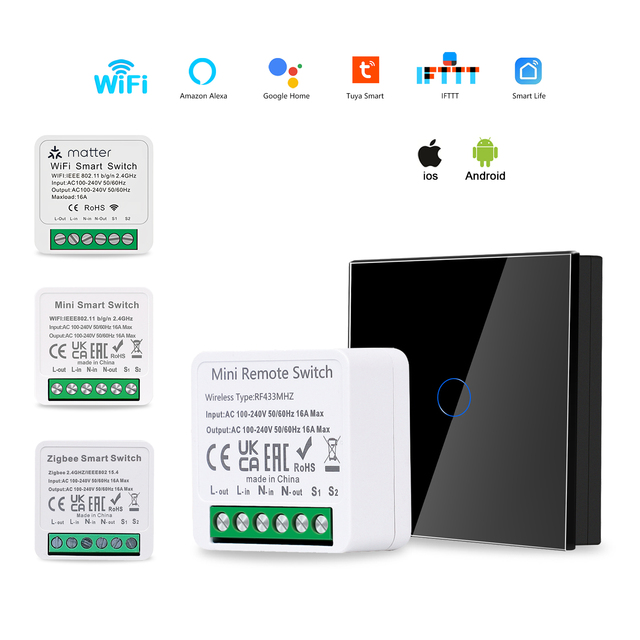 Touchmi Smart Mobile APP Control Tuya WiFi Zigbee Mini Switch Module Electrical Lighting Switch Module
