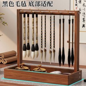 Support de Rangement et Présentoir de Bureau en Bois Massif pour Pinceaux de Calligraphie et Stylos, avec 12 Crochets, pour Papeterie - Modèle Xi Peptide - Product Image 3