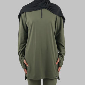 AOLA工場カスタムロゴ生地女性用控えめアクティブウェア長袖セットエレガントで快適なフィットネス長袖イスラム教徒 - Product Image 1