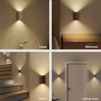 Vente flash : Lampes de nuit à capteur pour la maison, le bureau, la chambre, la cuisine, le couloir, les escaliers, éclairage moderne en bois sans fil rechargeable par USB