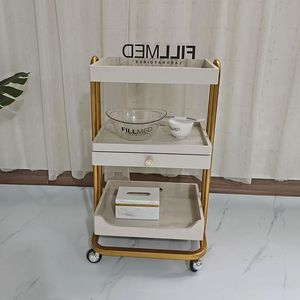 L High-End Original Light Luxury <b>Trolley</b> for Beauty Salon Skin Management Car with Wooden Storage Shelf Metal Plastic <b>Tool</b> Car - Product Image 2