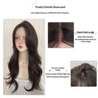Perruque Lace Frontale Synthétique pour Femme, Cheveux Longs Bouclés, Raie au Milieu, Couvre-tête Complet, Style Décontracté