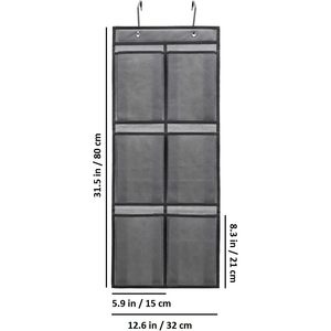 Over The Door Hanging Closet Organizer 12 Pockets Fabric <b>Storage</b> <b>Rack</b> For Shoes Behind Doors On Walls Grey - Product Image 4