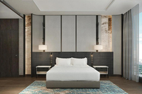 Meubles de suite présidentielle de luxe moderne pour hôtels 5 étoiles, collection de chambre à coucher en bois avec table à manger en marbre