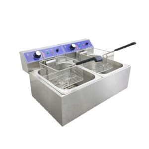 Электрическая фритюрница из нержавеющей стали на 6 л с двумя баками, коммерческая фритюрница для кухни, жарки курицы, картофеля фри, для предприятий общественного питания - Product Image 2