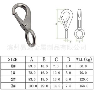 Stainless Steel Directional Spring <b>Hooks</b> 0 1 2 3 Quick Release Pet Dog <b>Clips</b> Keychains For Leashes - Product Image 5