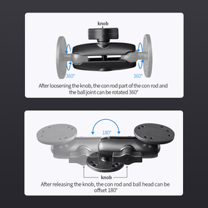 VINmounts 1" Ball 360 Degree Rotating Monitor Mount with Two Plates Aluminum Alloy Double Ball Drill-Down Mount 6cm/9cm/17cm - Product Image 4