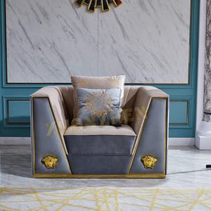 Meubles de salon en or en acier inoxydable love seater design moderne luxe canapé ensemble de meubles entraîneurs canapé salon canapé - Product Image 3