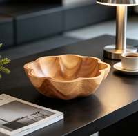 Nouveau design, bol de service décoratif artisanal en teck, petit bol à fruits en bois pour comptoir de cuisine