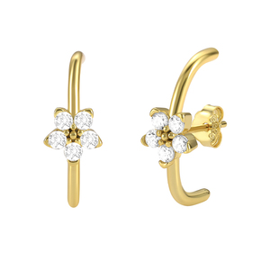 QLEESI Fine Jewelry <b>Stud</b> <b>Earrings</b> Curved S925 <b>Sterling</b> <b>Silver</b> Petal Diamond <b>Earrings</b> - Product Image 1