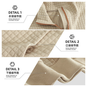 Sweat-shirt matelassé à fermeture éclair pour homme, coupe ample, respirant, vêtements décontractés, vêtements d'extérieur pour l'automne et l'hiver - Product Image 3