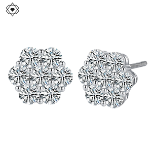Pendientes de Diamantes con Forma de Flor Romántica, Pendientes de Moissanita con Plata de Ley S925, Regalo para el Día de San Valentín y Aniversario - Product Image 2