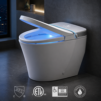 Toilette intelligente sans réservoir en céramique avec chasse d'eau automatique, siège chauffant, style américain, certifiée CUPC ETL