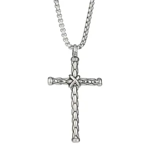 Cina all'ingrosso Christian Jesus Jewelry Fashion Vintage Hip Hop Punk collana con ciondolo croce in acciaio inossidabile gioielli per uomo