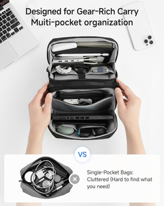 Large Travel <b>Tech</b> Pouch Organizer <b>Bag</b> with Removable Crossbody Strap Two-way Separating Zip Water Resistant for <b>tech</b> accessories - Product Image 2