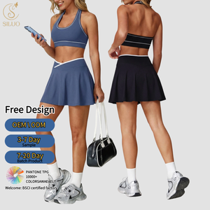 Conjunto Deportivo de Dos Piezas con Logotipo Personalizado, Sujetador Deportivo con Espalda <span class=keywords><strong>en</strong></span> U, Vestido de <span class=keywords><strong>Tenis</strong></span> Transpirable y Elástico, Falda de <span class=keywords><strong>Tenis</strong></span> <span class=keywords><strong>para</strong></span> <span class=keywords><strong>Mujer</strong></span> - Product Image 1
