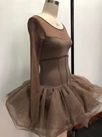 Vente chaude robe de danse de ballet Tutu classique avec slip attaché taille en cage Nylon mat/Spandex Tricot superposé sur gilet