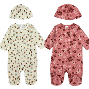 Conjunto de Pijama de Dos Piezas para Bebé Unisex Nicole Miller, Tejido Floral de Spandex/Algodón, Estilo Casual con Cierre de Botones, Temporada de Otoño - Product Image 1