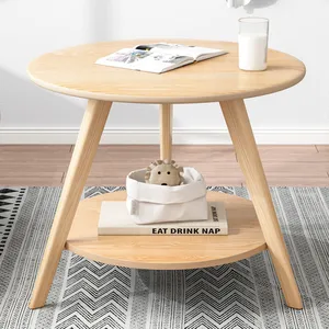 Factory Wholesale Nordic Solid Wood Round small Coffee Table Modern Minimalist Round Mini Wood sofa Table