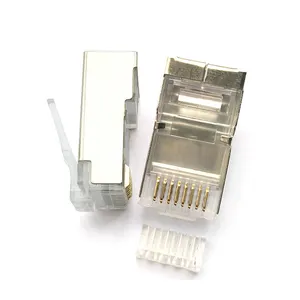 Konektor RJ45 8P8C EZ Cat6a dengan Pelapisan Emas 15U Cat 6A Lulus Melalui Rj 45 EZ Konektor Cat6a