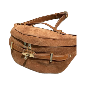 Personnaliser les femmes élégant en cuir suédé marron sac banane avec de l'or - Product Image 4