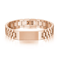 Bracelet d'identification personnalisé pour montre en acier inoxydable, plaqué or 18K PVD, noir, argent, pour hommes, avec gravure laser, barre vierge, vente en gros