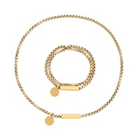 Bracelet en acier inoxydable avec plaque gravée au laser personnalisée, bijoux plaqués or 18 carats PVD, étanche pour hommes et femmes